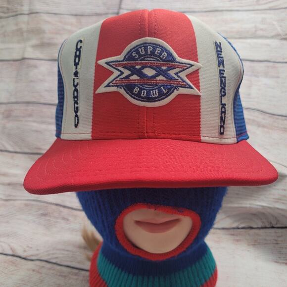 Vtg Superbowl XX Chicago Bears vs Patriots lucky stripe AJD trucker hat cap - Picture 5 of 5
